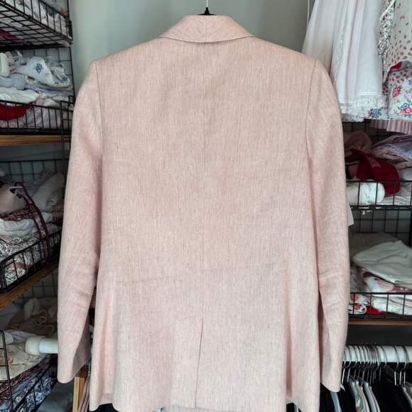 Rebecca Taylor Tailored Pink linen pantsuit wide leg size 8 - Picture 6 of 12